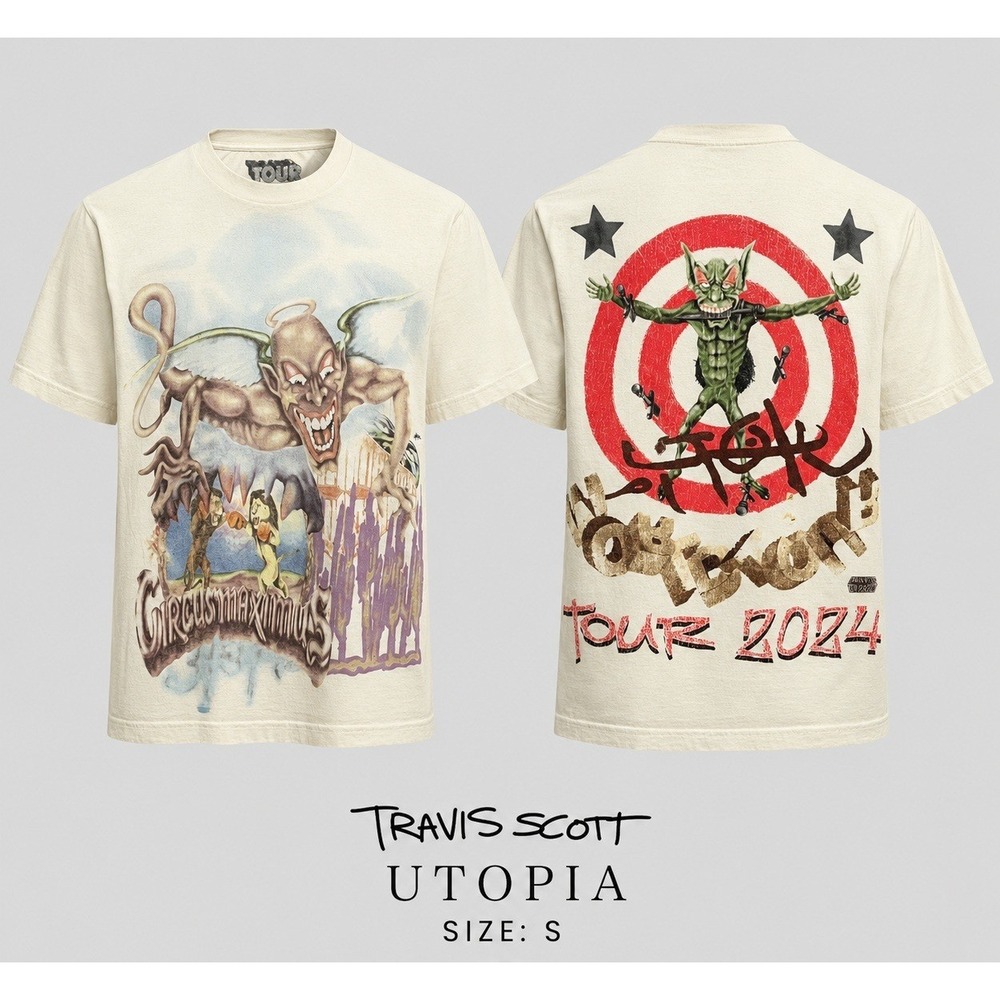 Travis Scott Utopita Circus Maximus 2024 Tour Merch Tee Unisex S Graphic White
